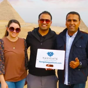 Travelers at giza pyramids
