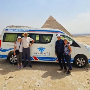 Travelers at giza pyramids
