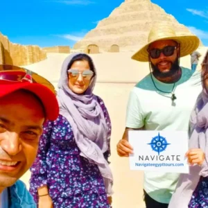 Travelers at saqqara step pyramid