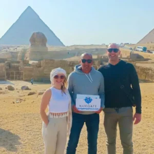 Travelers at giza pyramids