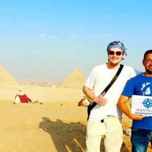 Travelers at the pyramids of giza